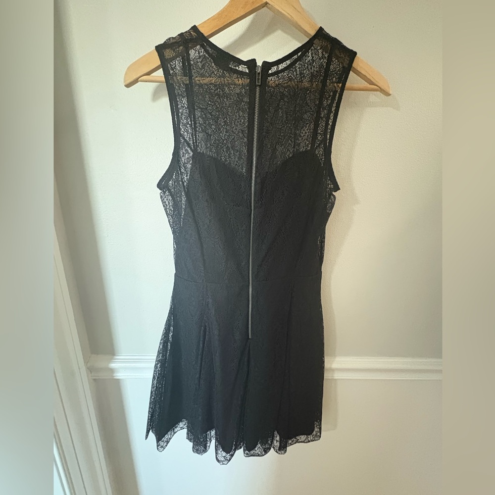 A/X Armani Exchange black cocktail fit and flare dress with lace overlay size 4 - Picture 3 of 13